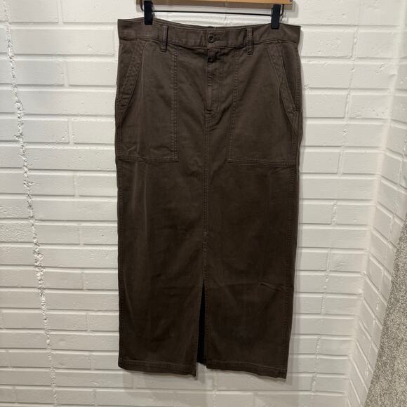 Madewell NWT Twill Patch Pocket Midi Skirt Cargo Field Olive Sz 29 Fall Chic 90s - Picture 5 of 16